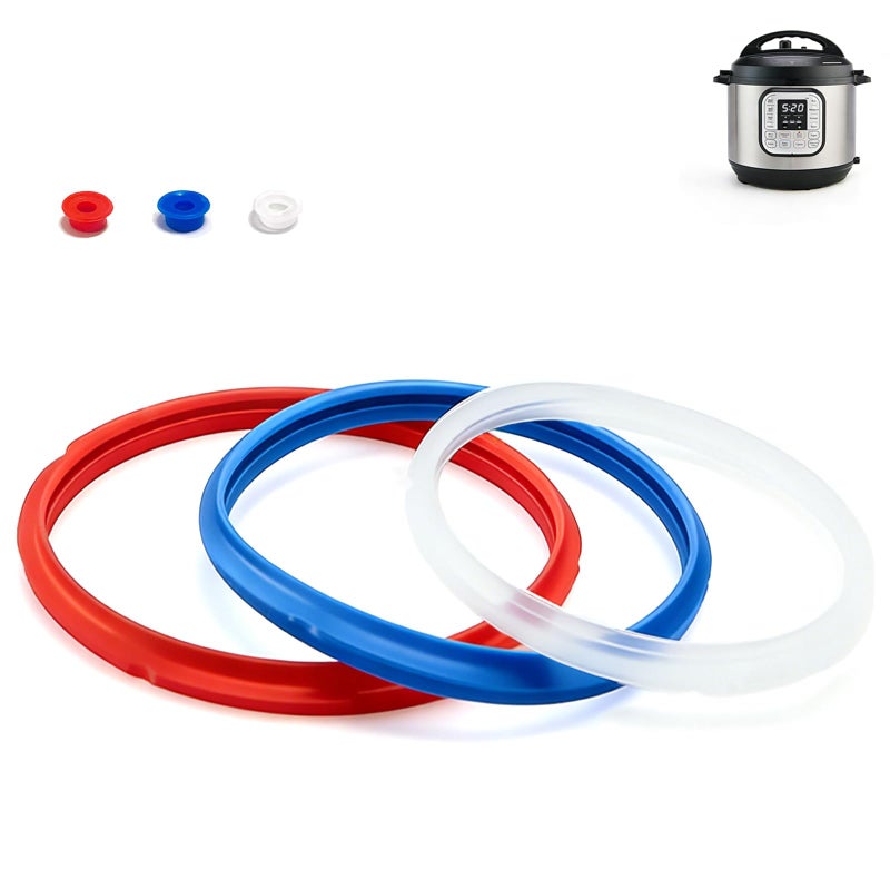 Fuator 3 Pack Sealing Ring 6 Qt for Instant Pot Sealing Rings Replacement for 5/6Qt Instant Pot Seal, With 3 Float Valve Caps, Food-grade Silicone Instapot Gasket 5&6Qt, Fit for DUO DUO Plus 6 Quart - Image 1